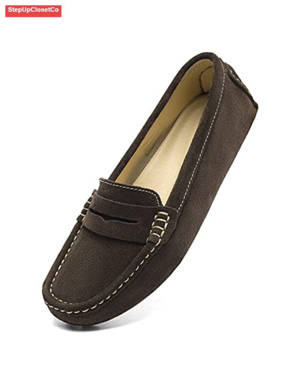 Women's Suede Leather Penny Loafers Slip-On Mocc Driving Shoes